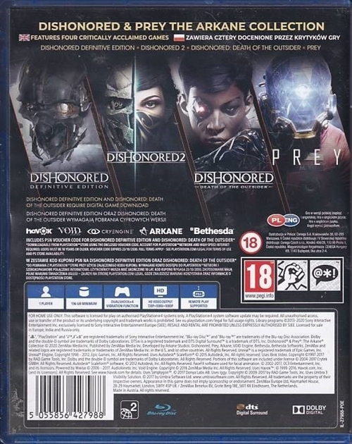 Dishonored Prey The Arkane Collection - PS4 (A Grade) (Genbrug)